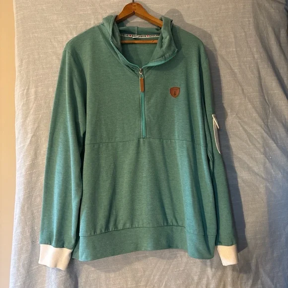 Wanakome Sweatshirt Hooded Pullover 1/2 Zip Long Sleeve Green Women’s Sz XL - Picture 1 of 5